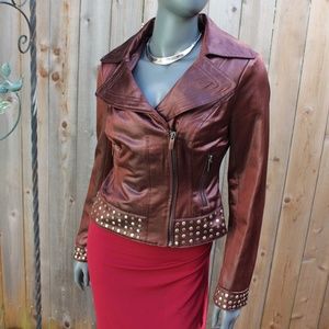 Bebe Satin Studded Motorcycle Coat ⭐Host Pick⭐Sz Small